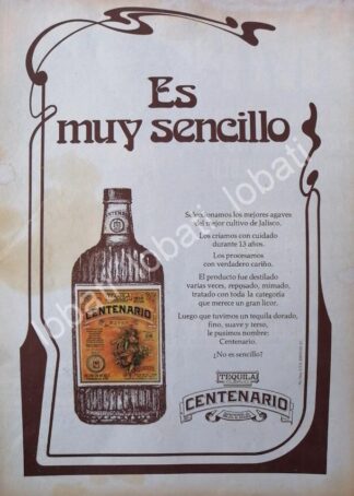 CARTEL ANTIGUO ORIGINAL DE TEQUILA CUERVO CENTENARIO 1977 /357 /RARO