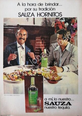 CARTEL ANTIGUO ORIGINAL DE TEQUILA SAUZA HORNITOS 1970s /352