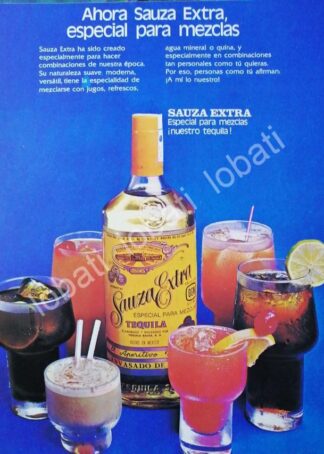 CARTEL ANTIGUO ORIGINAL DE TEQUILA SAUZA EXTRA 1977s /351