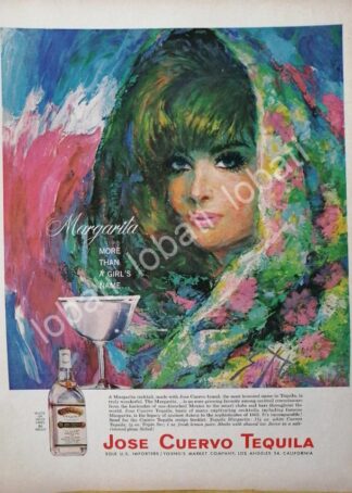 CARTEL ANTIGUO ORIGINAL DE TEQUILA JOSE CUERVO , DIBUJO DE SAM KATZ 1965 MUY RARO