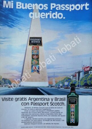 CARTEL ANTIGUO ORIGINAL DE VINOS. WHISKY PASSPORT SCOTCH 1982 /581