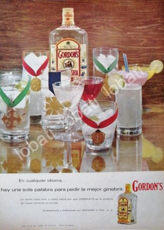 CARTEL ANTIGUO ORIGINAL DE GINEBRA GORDONS 1967 /V339