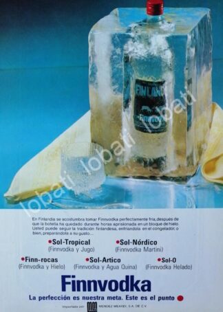 CARTEL ANTIGUO ORIGINAL DE VODKA FINNVODKA 1970s /V336 RARO