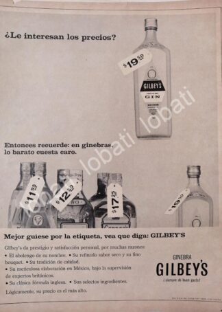 CARTEL ANTIGUO ORIGINAL DE GINEBRA GILBEYS 1966 /V335