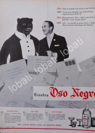 CARTEL ANTIGUO ORIGINAL DE JORGE EL CHE REYES Y GINEBRA OSO NEGRO 1960 /V331