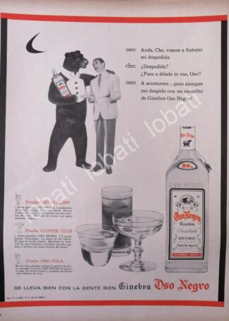 CARTEL ANTIGUO ORIGINAL DE JORGE EL CHE REYES Y GINEBRA OSO NEGRO 1960 /V330