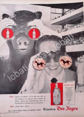 CARTEL ANTIGUO ORIGINAL DE JORGE EL CHE REYES Y GINEBRA OSO NEGRO 1960 /V329