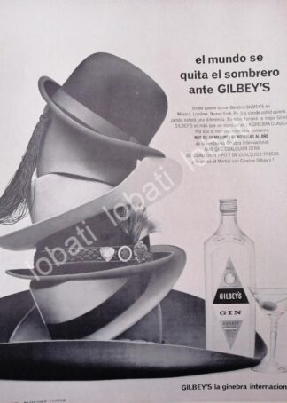 CARTEL ANTIGUO ORIGINAL DE GINEBRA GILBEYS 1964 /V328
