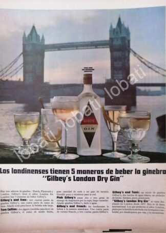 CARTEL ANTIGUO ORIGINAL DE GINEBRA GILBEYS 1960s /V326