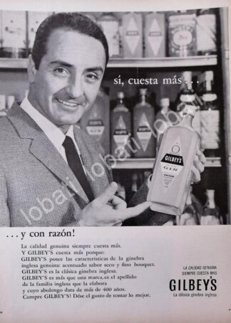 CARTEL ANTIGUO ORIGINAL DE GINEBRA GILBEYS 1960s /V324