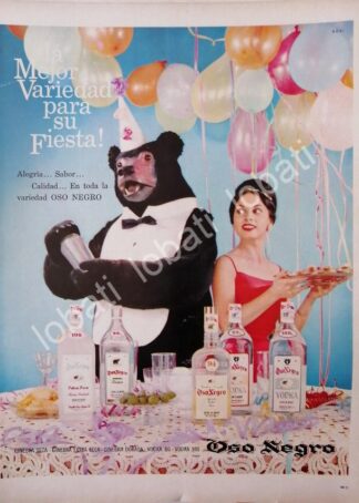 CARTEL ANTIGUO ORIGINAL DE GINEBRA OSO NEGRO 1964 /V323