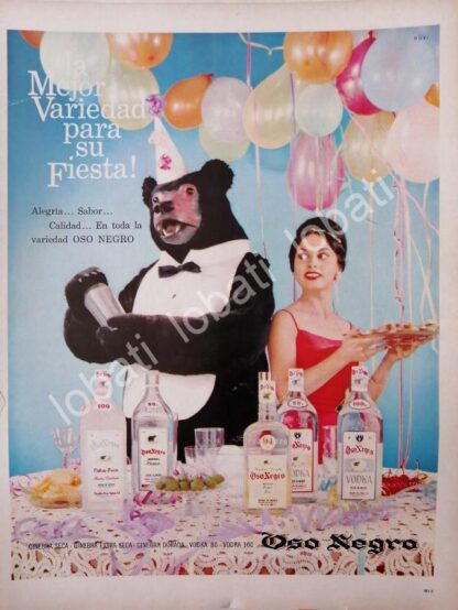 CARTEL ANTIGUO ORIGINAL DE GINEBRA OSO NEGRO 1964 /V323