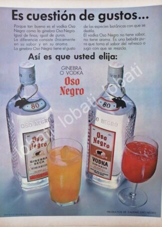 CARTEL ANTIGUO ORIGINAL DE GINEBRA OSO NEGRO 1964 /V322