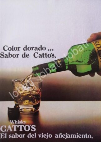 CARTEL ANTIGUO ORIGINAL DE VINOS. WHISKY CATTOS 12 AÑOS. 1980 /571