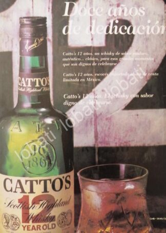 CARTEL ANTIGUO ORIGINAL DE VINOS. WHISKY CATTOS 12 AÑOS. 1980 /571