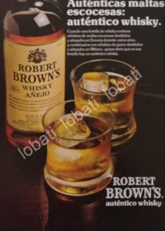CARTEL ANTIGUO ORIGINAL DE VINOS. WHISKY ROBERT BROWNS 1970s /602 RARO
