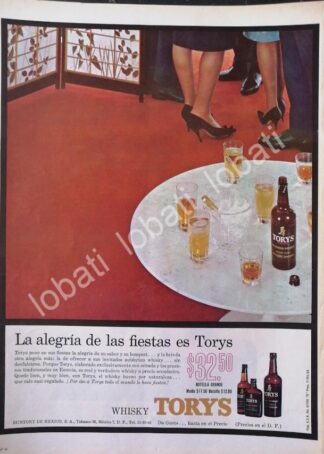 CARTEL ANTIGUO ORIGINAL DE VINOS. WHISKY TORYS 1965 /540
